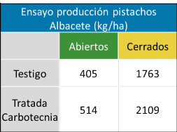 Production de pistaches avec Carbotecnia