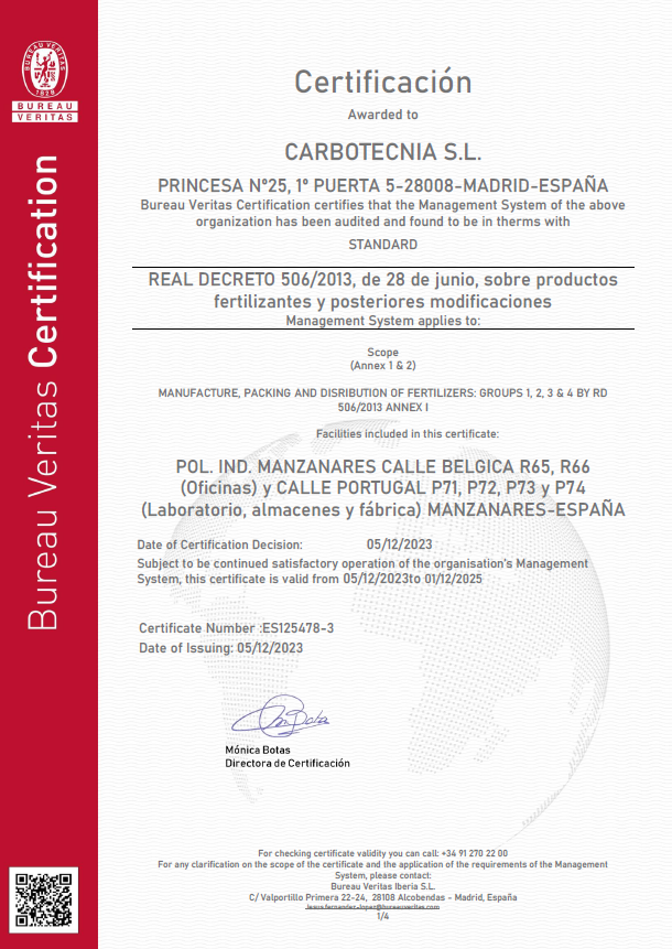 RD 506/2013 Certification